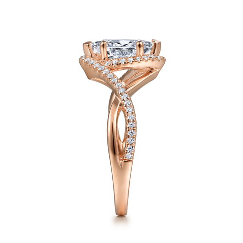 14K Rose Gold Marquise Halo Diamond Engagement Ring