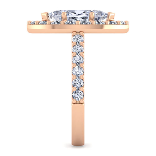 14K Rose Gold Marquise Halo Diamond Engagement Ring