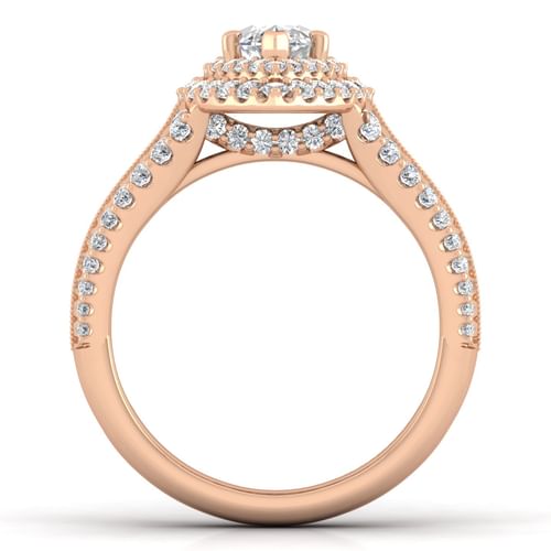 14K Rose Gold Marquise Shape Diamond Channel Set Engagement Ring