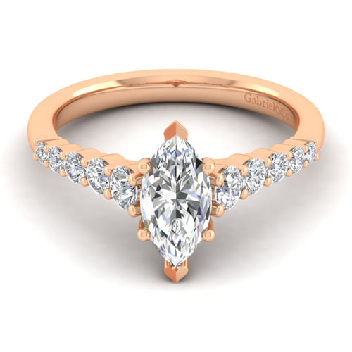 14K Rose Gold Marquise Shape Diamond Engagement Ring