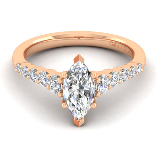 Gabriel - 14K Rose Gold Marquise Shape Diamond Engagement Ring