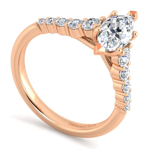 14K Rose Gold Marquise Shape Diamond Engagement Ring