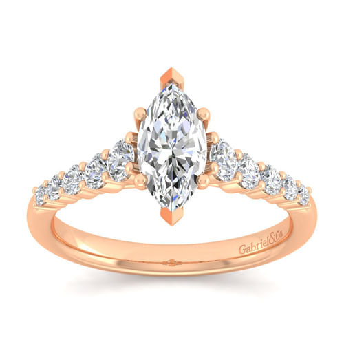 14K Rose Gold Marquise Shape Diamond Engagement Ring