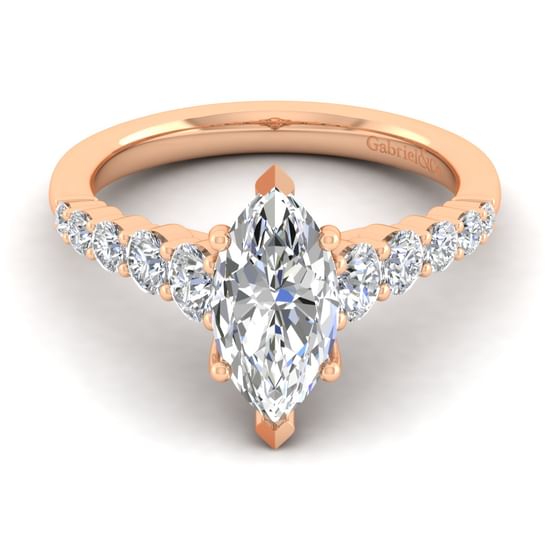 Gabriel - 14K Rose Gold Marquise Shape Diamond Engagement Ring