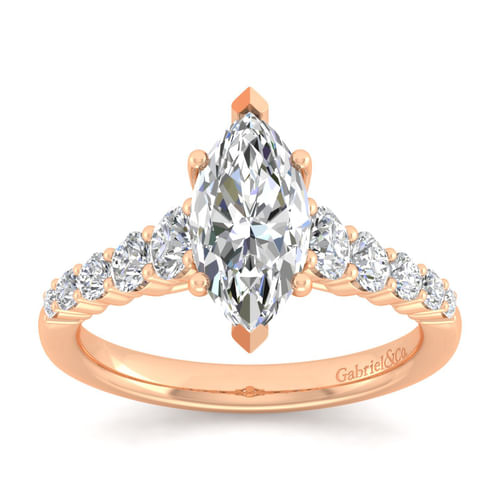 14K Rose Gold Marquise Shape Diamond Engagement Ring