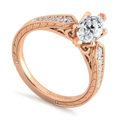 14K Rose Gold Marquise Shape Diamond Engagement Ring