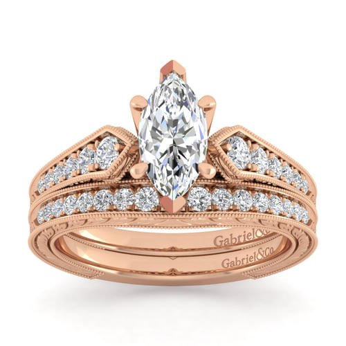 14K Rose Gold Marquise Shape Diamond Engagement Ring