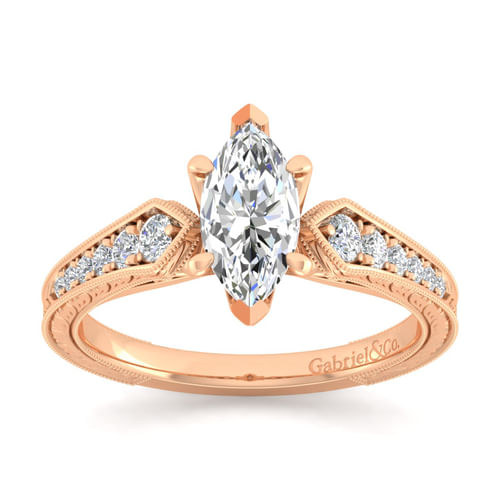 14K Rose Gold Marquise Shape Diamond Engagement Ring