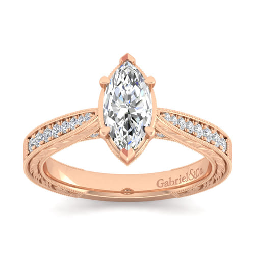 14K Rose Gold Marquise Shape Diamond Engagement Ring