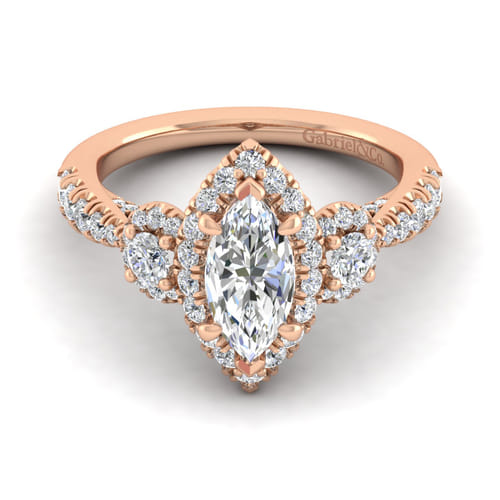 14K Rose Gold Marquise Shape Diamond Engagement Ring