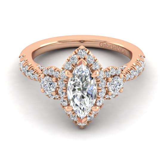 Gabriel - 14K Rose Gold Marquise Shape Diamond Engagement Ring