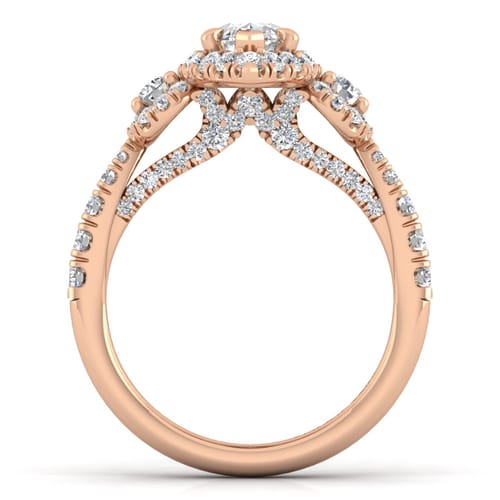 14K Rose Gold Marquise Shape Diamond Engagement Ring