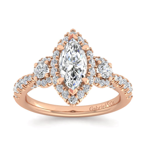 14K Rose Gold Marquise Shape Diamond Engagement Ring