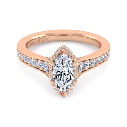 14K Rose Gold Marquise Shape Diamond Engagement Ring