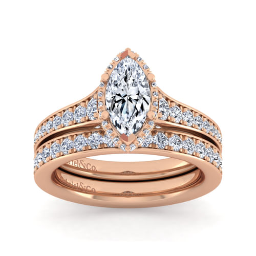 14K Rose Gold Marquise Shape Diamond Engagement Ring