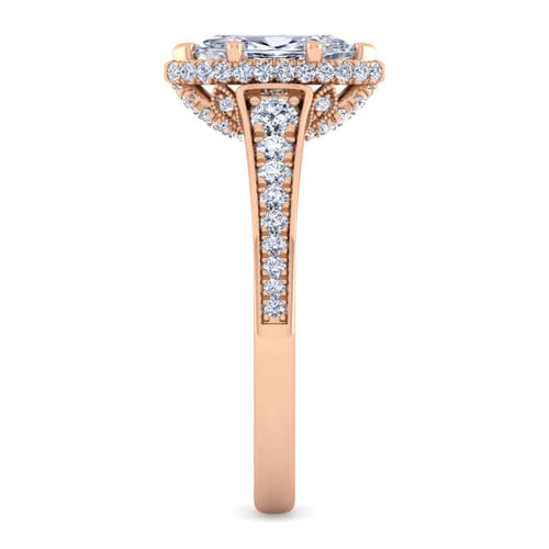 14K Rose Gold Marquise Shape Diamond Engagement Ring