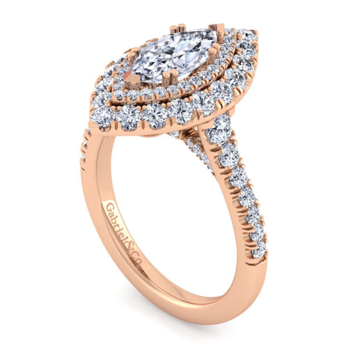 14K Rose Gold Marquise Shape Diamond Engagement Ring