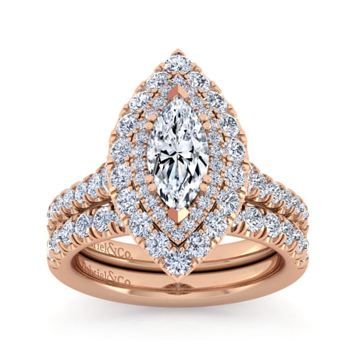 14K Rose Gold Marquise Shape Diamond Engagement Ring
