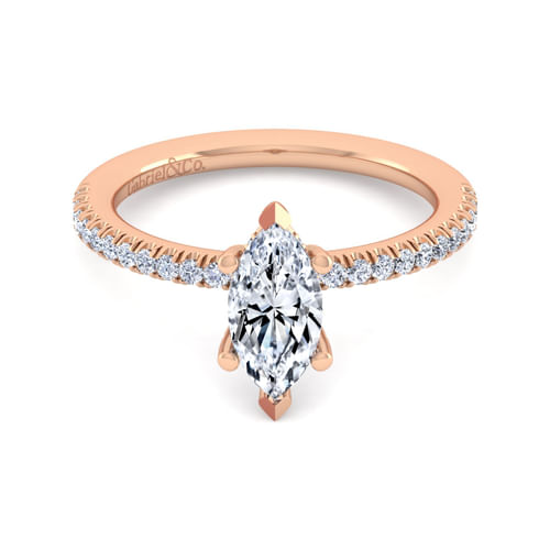 14K Rose Gold Marquise Shape Diamond Engagement Ring