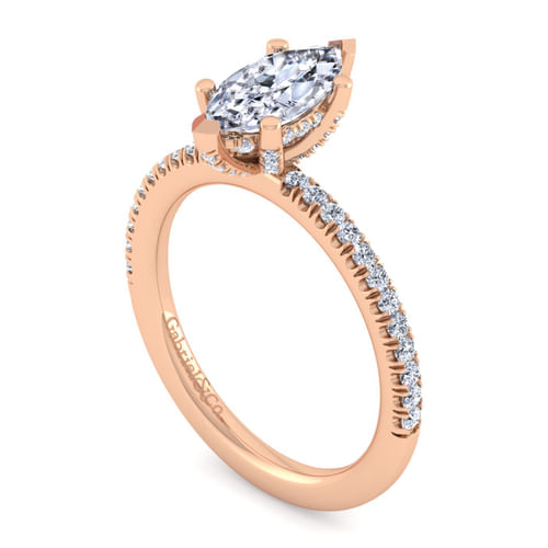 14K Rose Gold Marquise Shape Diamond Engagement Ring