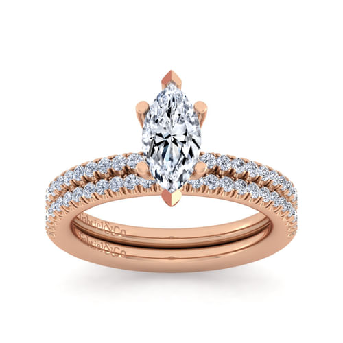 14K Rose Gold Marquise Shape Diamond Engagement Ring