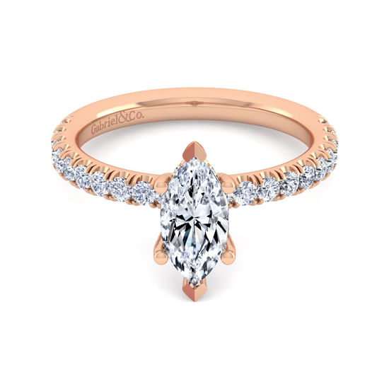 Gabriel - 14K Rose Gold Marquise Shape Diamond Engagement Ring