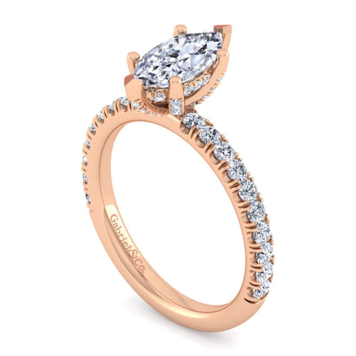 14K Rose Gold Marquise Shape Diamond Engagement Ring