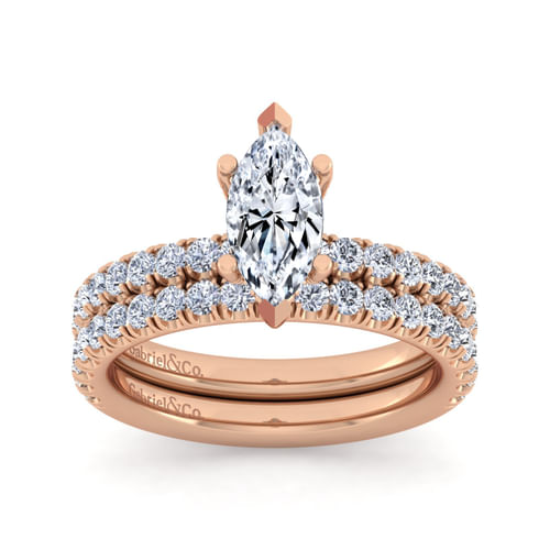 14K Rose Gold Marquise Shape Diamond Engagement Ring