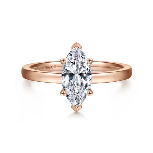 14K Rose Gold Marquise Shape Diamond Engagement Ring