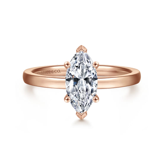Gabriel - 14K Rose Gold Marquise Shape Diamond Engagement Ring