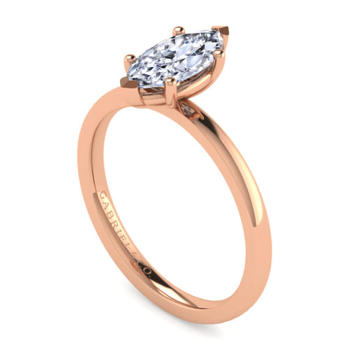 14K Rose Gold Marquise Shape Diamond Engagement Ring