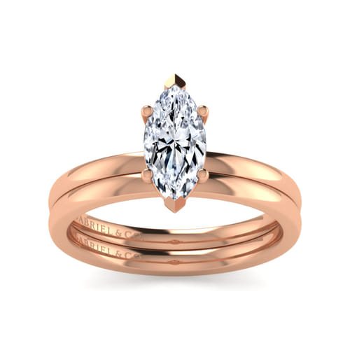 14K Rose Gold Marquise Shape Diamond Engagement Ring