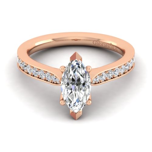 14K Rose Gold Marquise Shape Diamond Engagement Ring