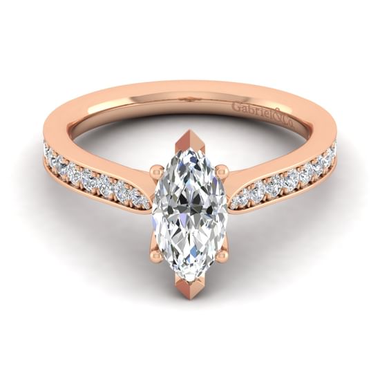 Gabriel - 14K Rose Gold Marquise Shape Diamond Engagement Ring