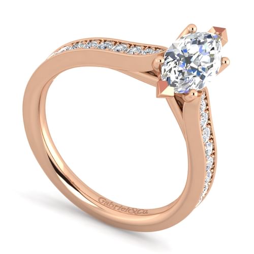 14K Rose Gold Marquise Shape Diamond Engagement Ring
