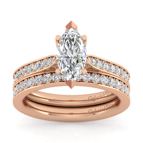 14K Rose Gold Marquise Shape Diamond Engagement Ring