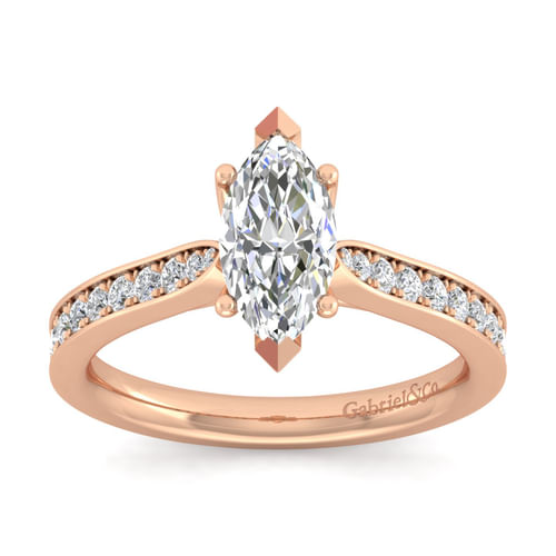 14K Rose Gold Marquise Shape Diamond Engagement Ring