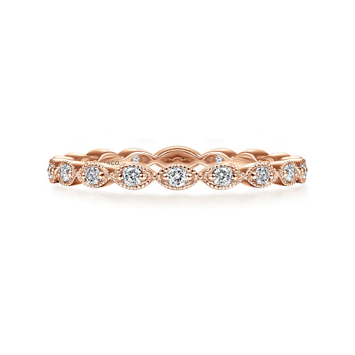 14K Rose Gold Marquise Station Diamond Stackable Ring