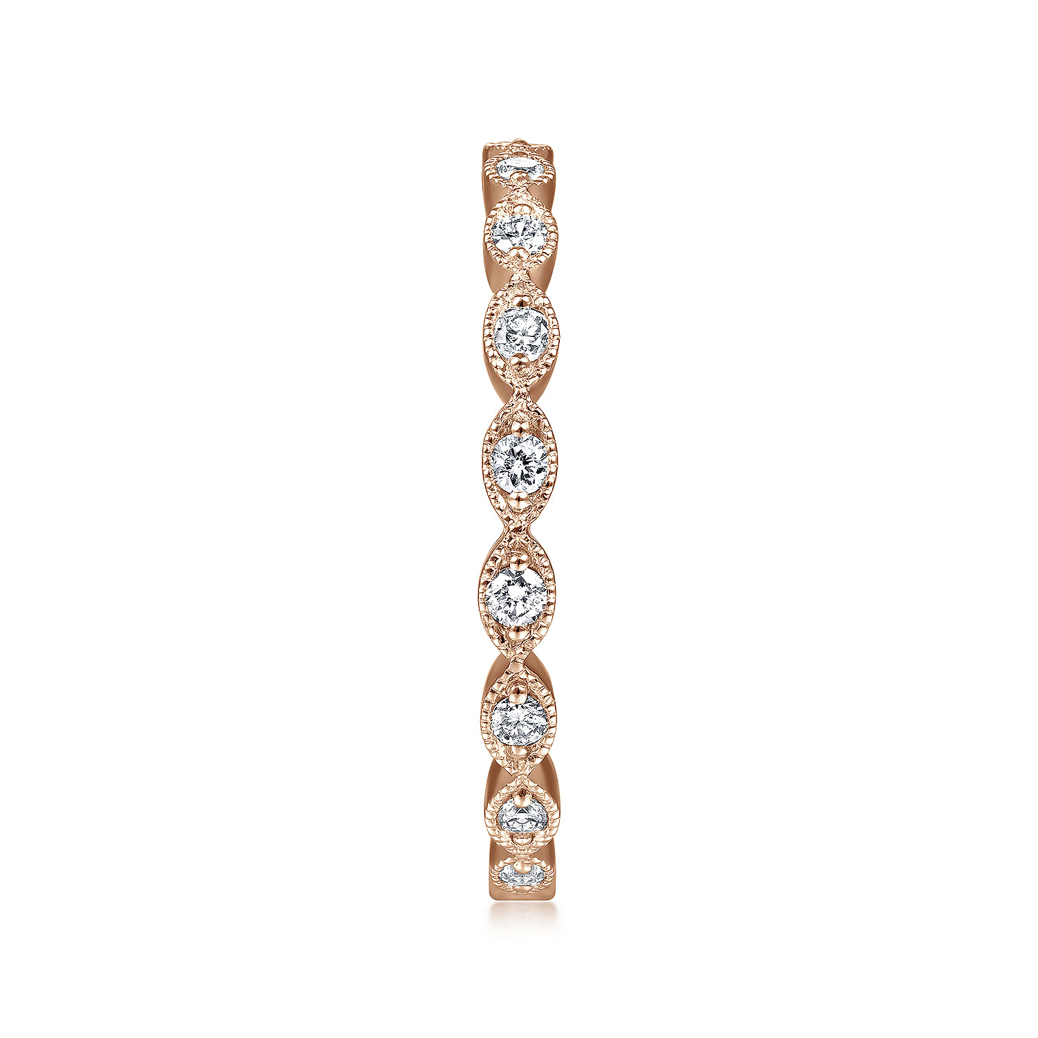 14K Rose Gold Marquise Station Diamond Stackable Ring