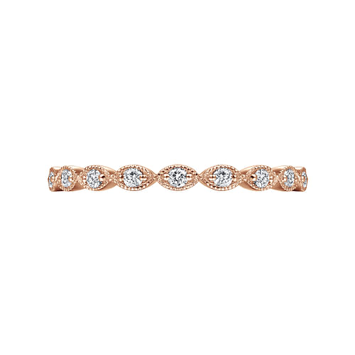 14K Rose Gold Marquise Station Diamond Stackable Ring