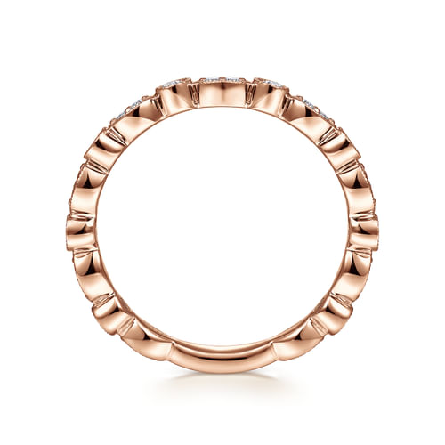 14K Rose Gold Marquise and Round Station Diamond Ring