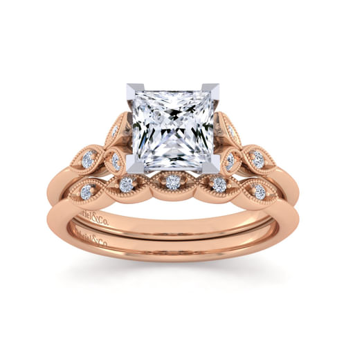 14K Rose Gold Matching Diamond Wedding Band