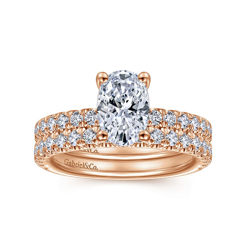 14K Rose Gold Matching Diamond Wedding Band