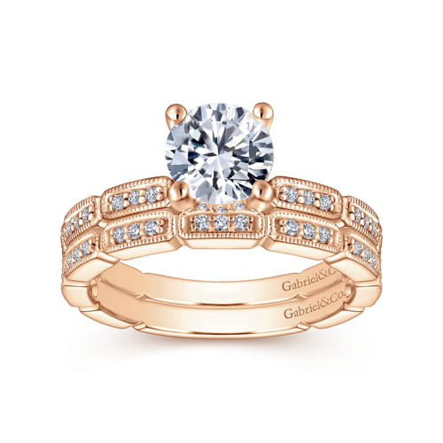 14K Rose Gold Matching Diamond Wedding Band