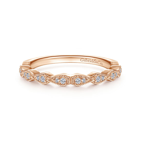 Gabriel - 14K Rose Gold Matching Diamond Wedding Band