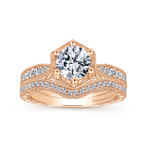14K Rose Gold Matching Diamond Wedding Band