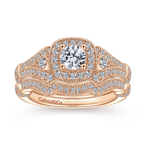 14K Rose Gold Matching Diamond Wedding Band