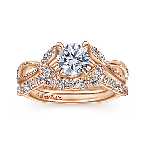 14K Rose Gold Matching Diamond Wedding Band