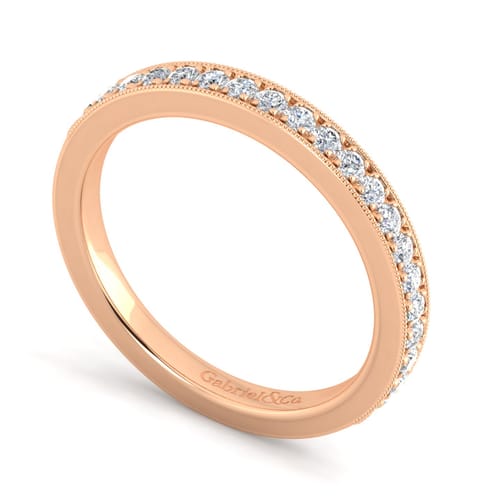 14K Rose Gold Matching Diamond Wedding Band