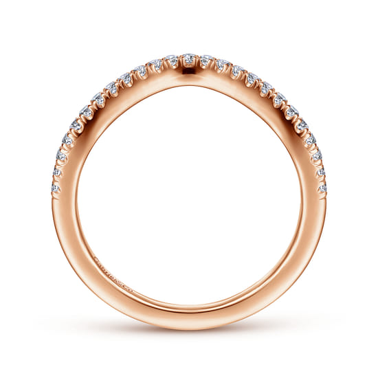 14K Rose Gold Matching Diamond Wedding Band angle 2